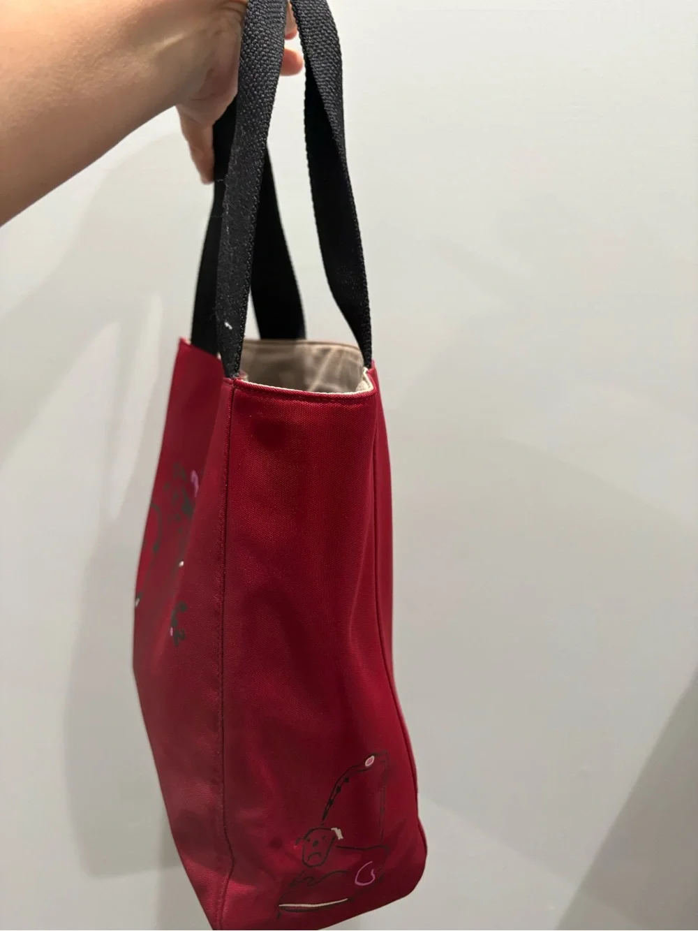 Kate Spade Maira Kalman Tote Handbag Red Darling Dog Canvas Zip Purse Medium - Picture 5 of 7
